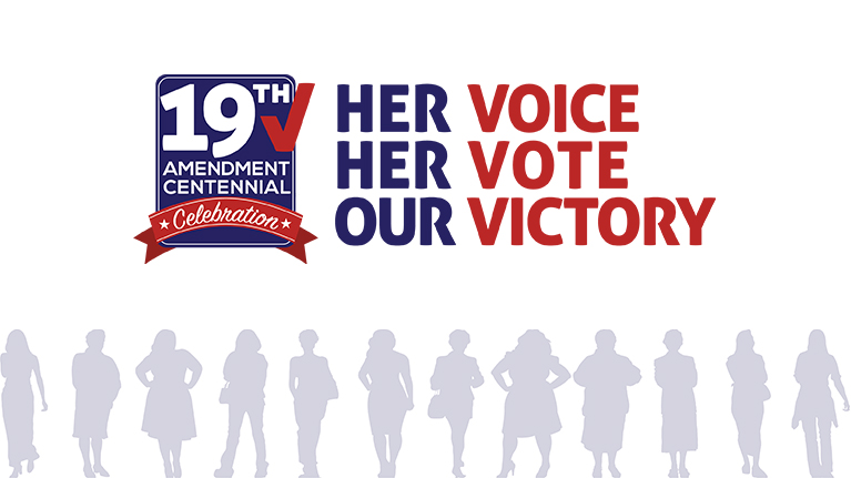 19th Amendment logo with Silhouettes of women